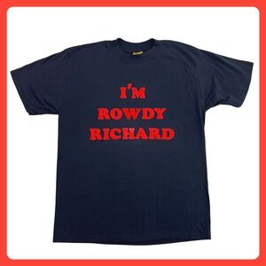 Vintage 1980s T-Shirt 40 Men XL Black "I'm Rowdy Richard" Fuzzy Vintage USA